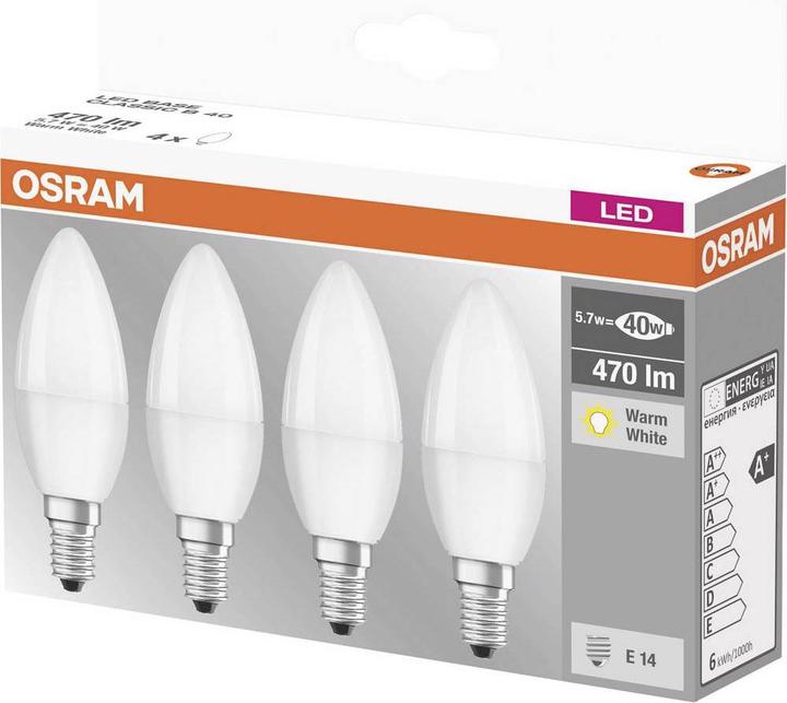 Immagine prodotto Osram Base Classic B (E14, 5.70 W, 470 lm, 4 x, F)