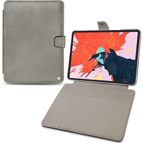 Noreve Lederschutzhülle Wallet (iPad Pro 12.9 2018 (3. Gen)), Tablet Hülle, Grau