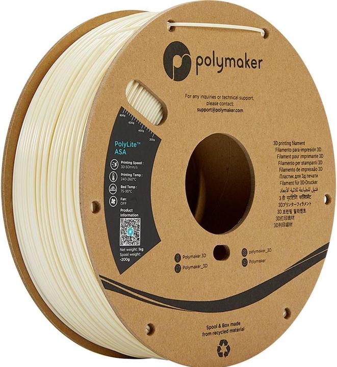 Actual product image Polymaker PF01015 PolyLite Filament ASA UV-resistant, weatherproof, heat-resistant (ASA, 2.85 mm, 1000 g, Beige)
