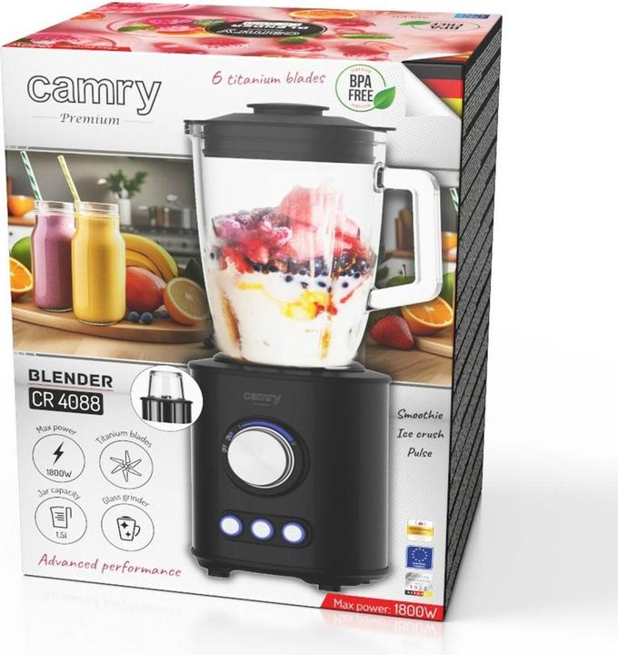 Image du produit Camry Blender | CR 4088 | Tabletop | 1800 W | Jar material Glass | Jar capacity 1.5 L | Ice crushing | Pia (1800 W)