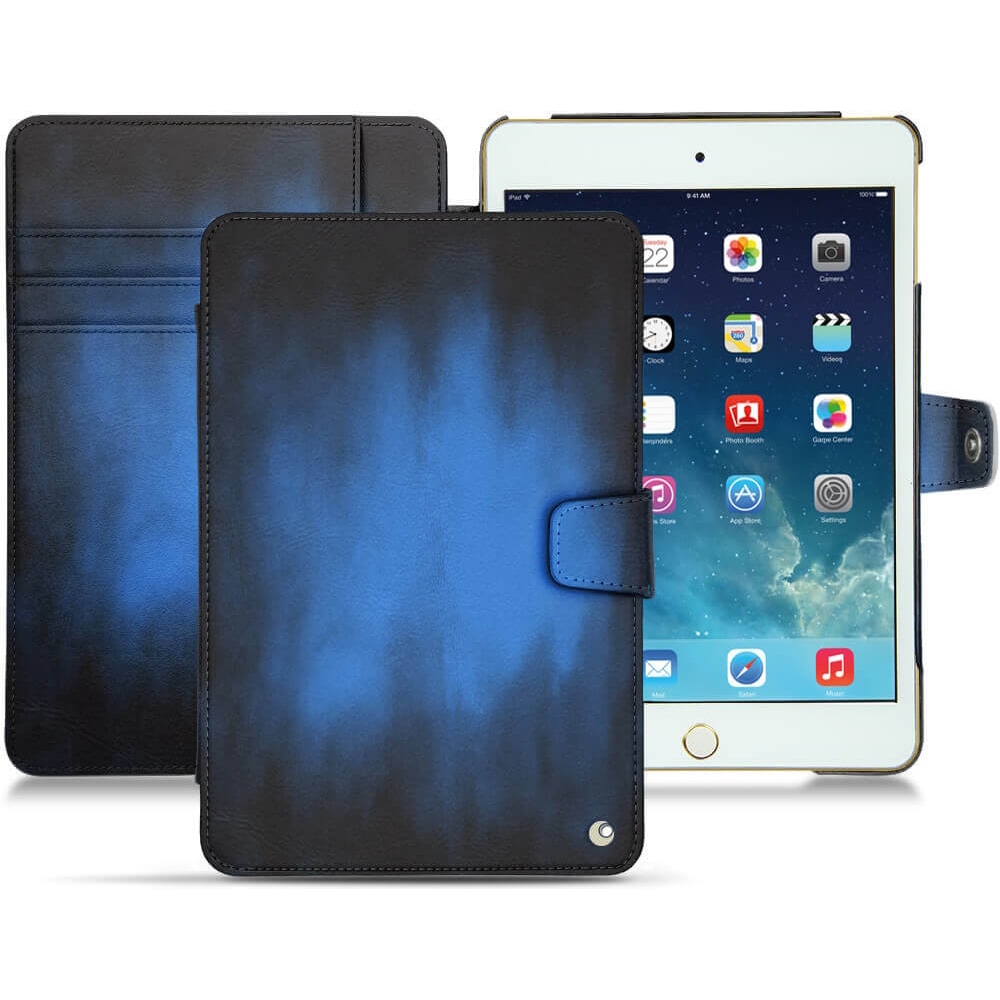 Noreve Lederschutzhülle Wallet (iPad Mini 5), Tablet Hülle, Blau