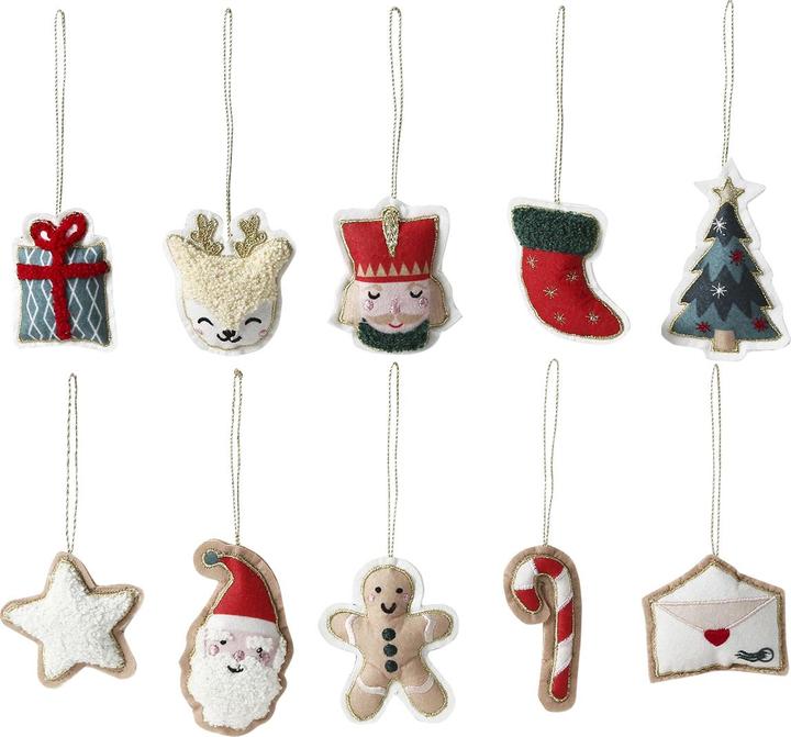 Vertbaudet 10er-Set weihnachtliche Deko-Anhänger aus Filz (10-teilig)