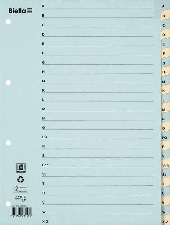 Biella Registro di cartone colorato