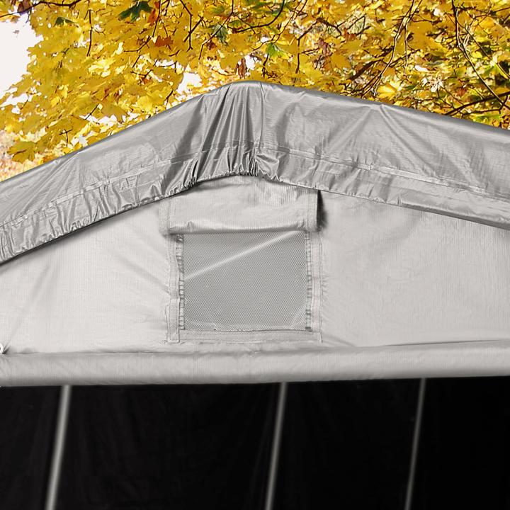 Actual product image Toolport Zeltgarage ca. 3,3 x 6,2 m PREMIUM Carport PE 600 N Plane Unterstand Lagerzelt Garage in dunkelgrau