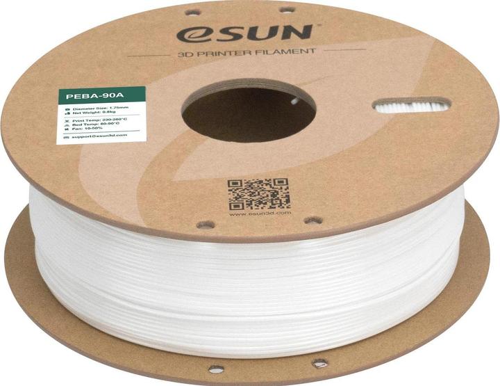 Produktbild eSUN Filament PEBA 90A Weiss 1.75 mm 1 kg (PEBA, 1.75 mm, 1000 g)