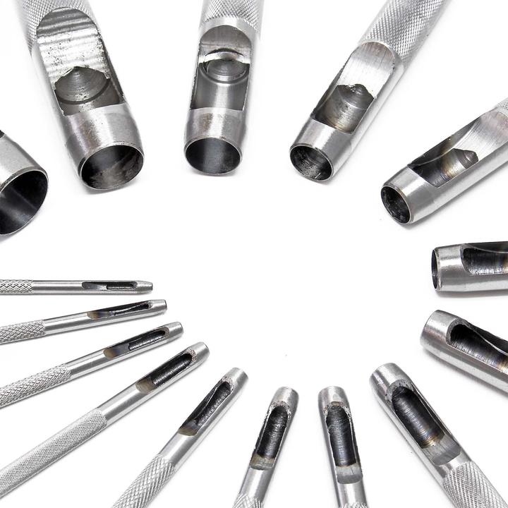 Produktbild Wiltec Locheisen Satz 15 tlg. Lochpfeifen Carbonstahl 2-22 mm Lochstanzer Locheisensatz