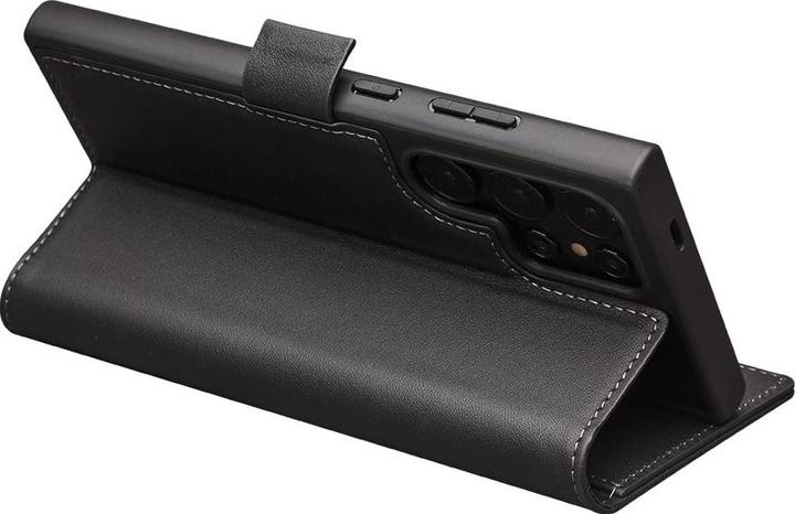 Produktbild QiAlino Hülle Flip matt mit magnetischem Verschluss Mattschwarz (Samsung Galaxy S24 Ultra)