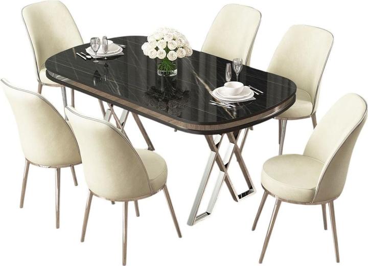 Chrome, Crème, Marbre noir