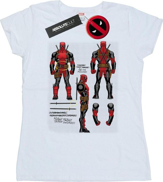 Actual product image Womens/Ladies Deadpool Action Figure Plans Cotton T-Shirt (XXL)