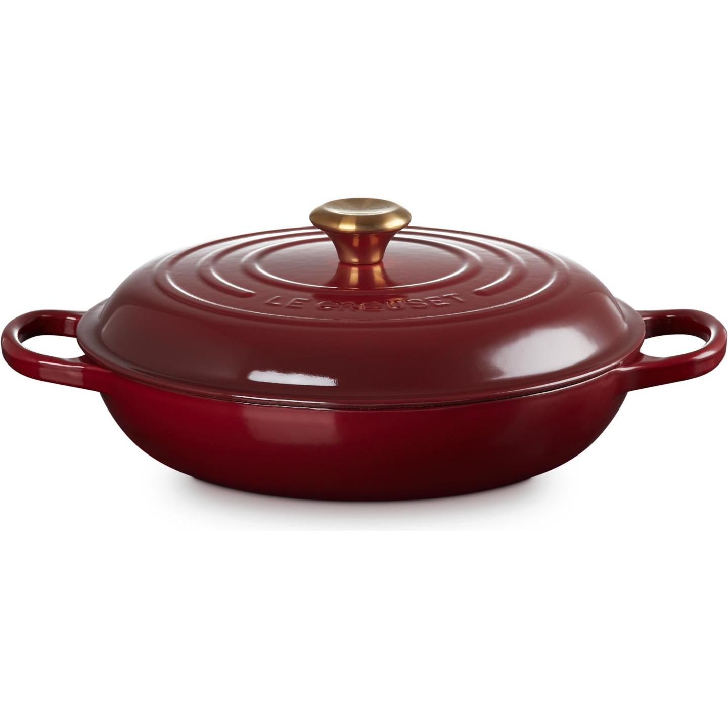 Le Creuset Emailliertes Gusseisen, Signature Braiser, 3,5 qt, Rhone, Pfanne + Kochtopf, Rot