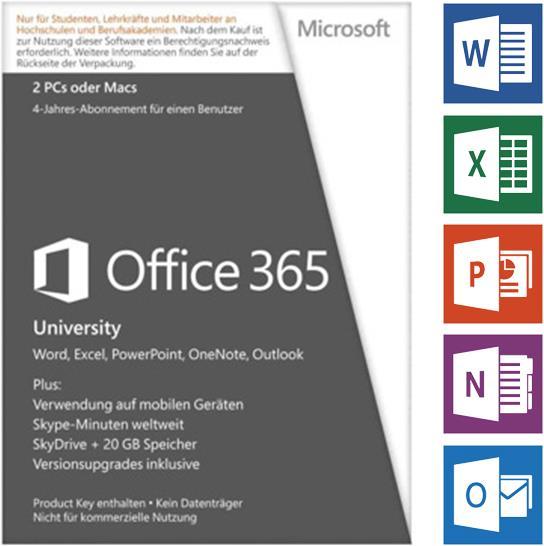 Produktbild Microsoft Office 365 University (1 User, 48 Monate)