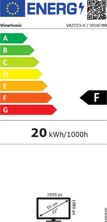 Label énergétique Viewsonic VA2223-H (1920 x 1080 pixels, 21.50")