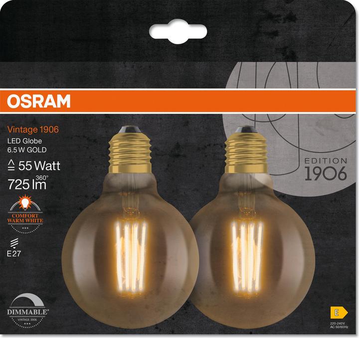 Produktbild Osram Vintage 1906 (E27, 6.50 W, 725 lm, 2 x, E)