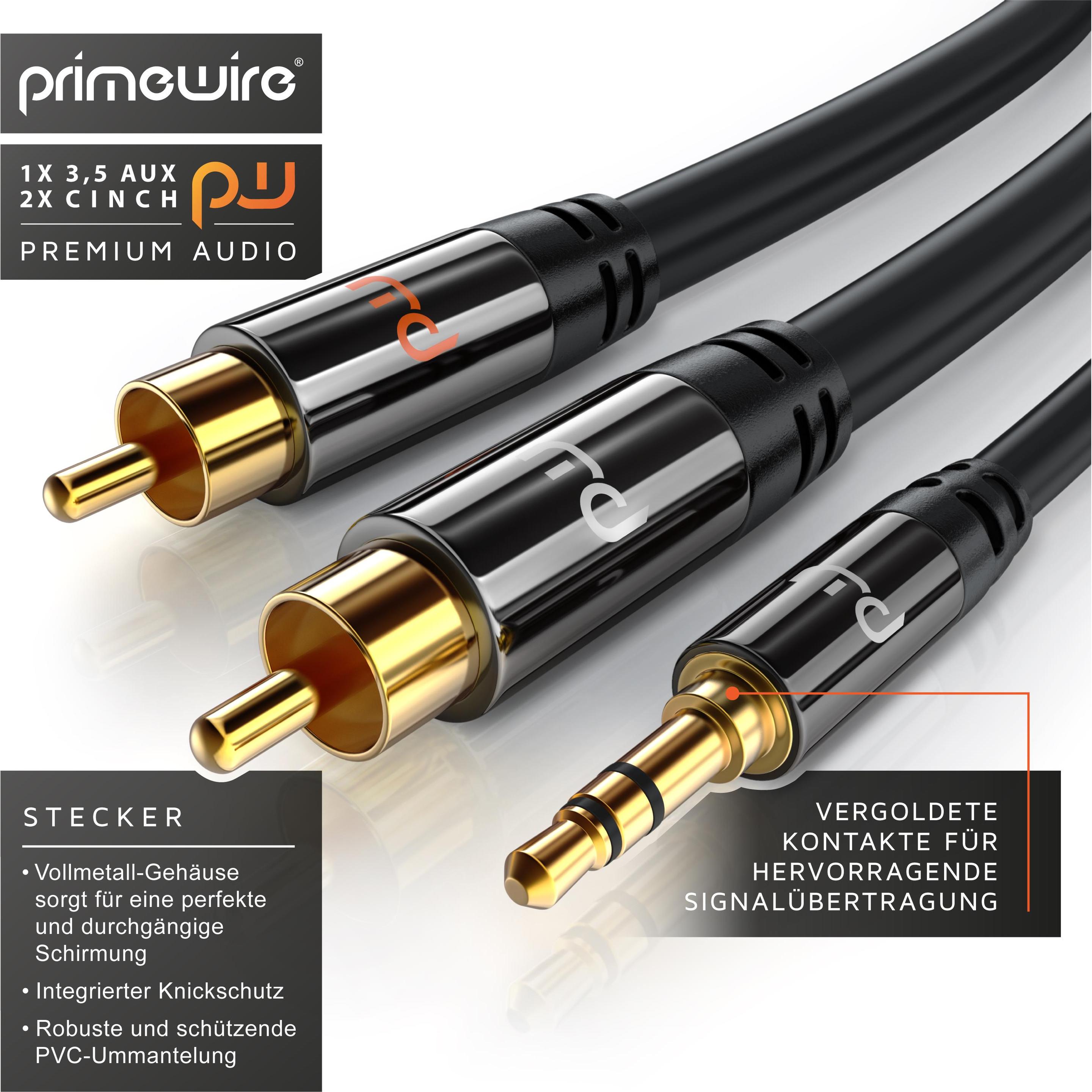 Thumbnail - Primewire Cinch zu 3,5mm Klinke Audio Kabel, Cinchkabel, RCA, AUX, Stereo HiFi Adapter mehrfach geschirmt (2 m, 3.5mm Kl...