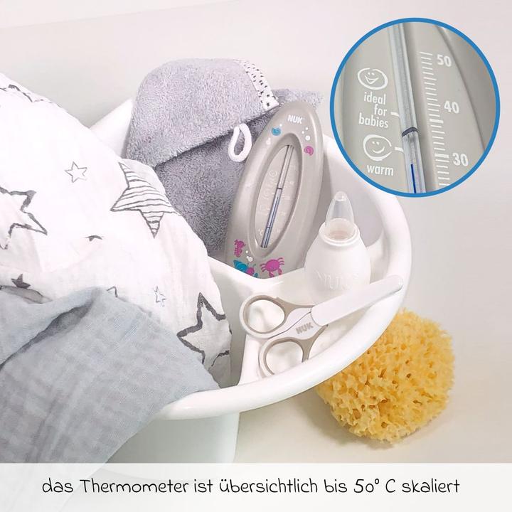 Produktbild NUK Badethermometer, für sicheres Baden, natürliche Messflüssigkeit aus Rapsöl, grau
