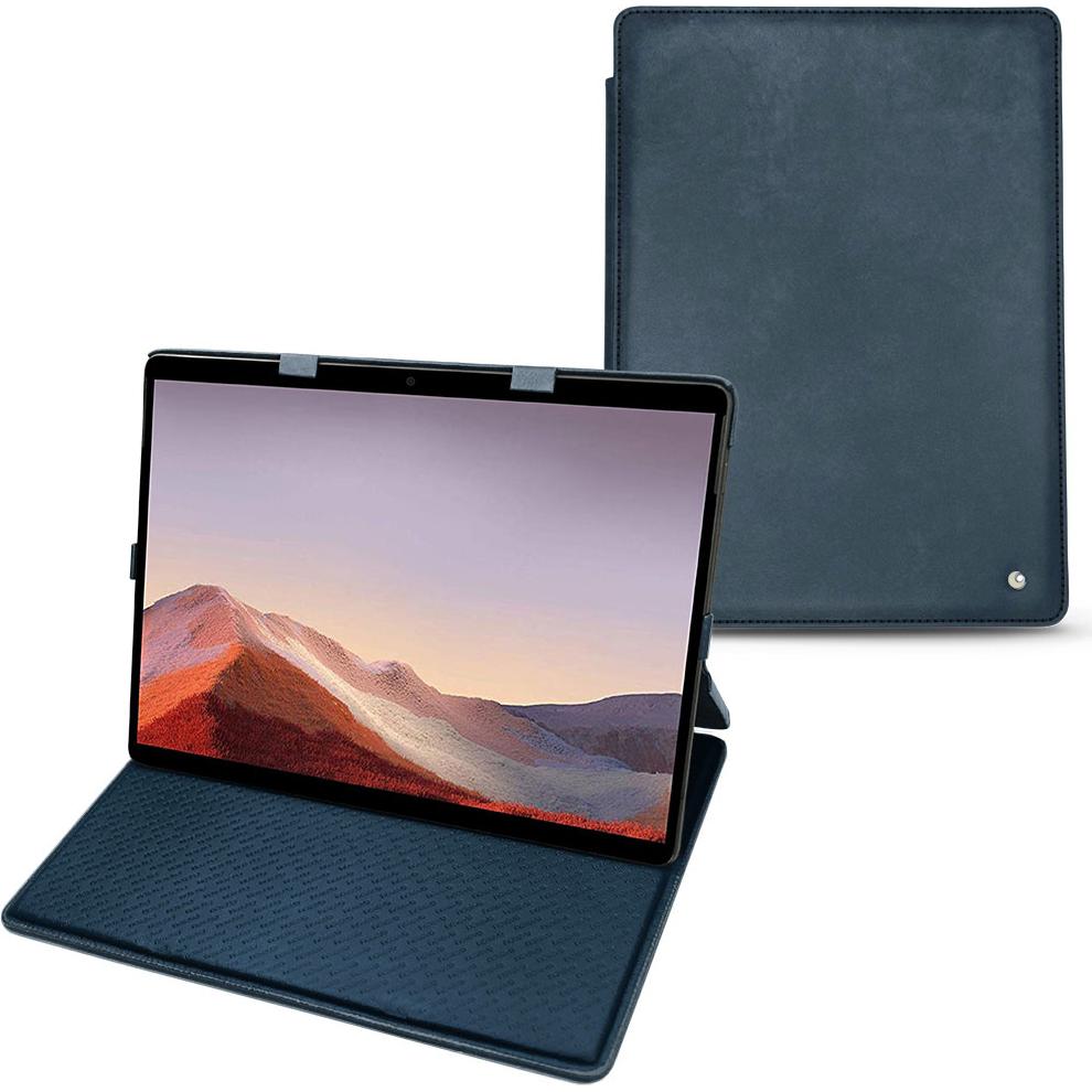 Noreve Lederschutzhülle vertikal (Microsoft Surface Pro X), Tablet Hülle, Blau