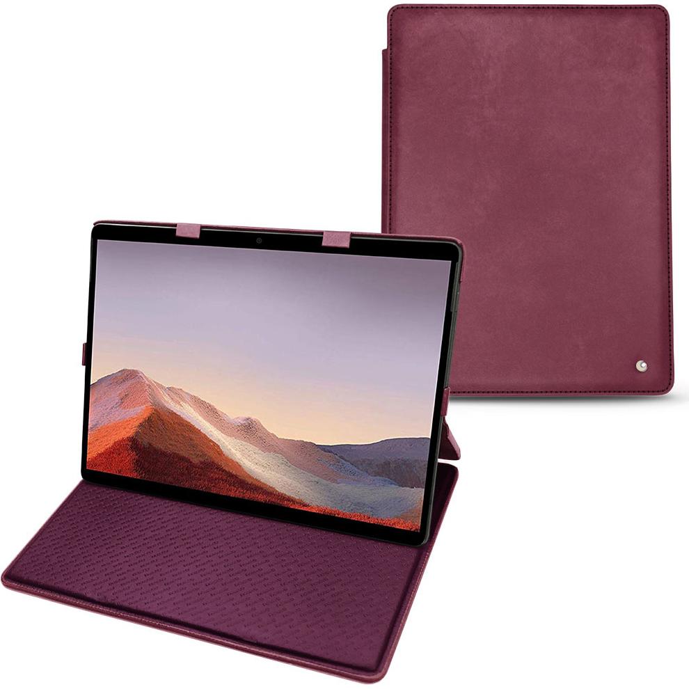 Noreve Lederschutzhülle vertikal (Microsoft Surface Pro X), Tablet Hülle, Violett