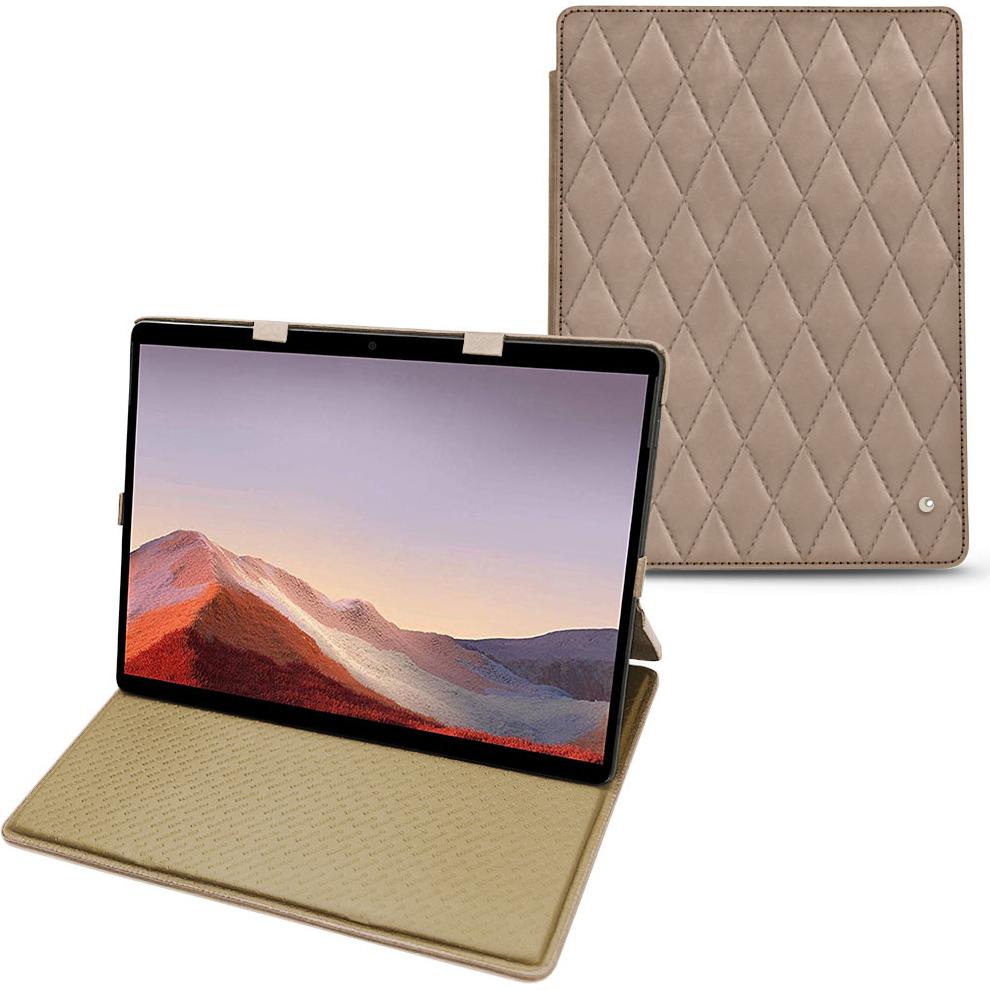 Noreve Lederschutzhülle vertikal (Microsoft Surface Pro X), Tablet Hülle, Beige