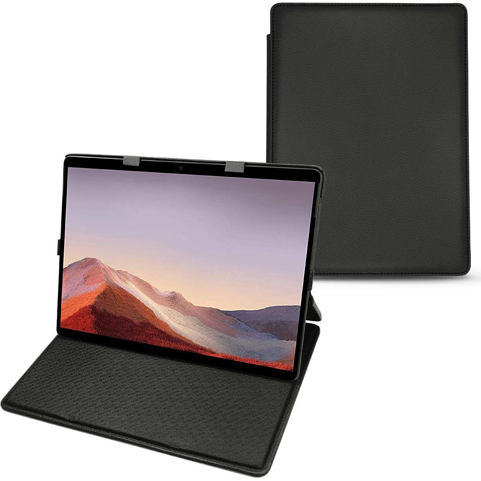 Noreve Lederschutzhülle vertikal (Microsoft Surface Pro X), Tablet Hülle, Schwarz