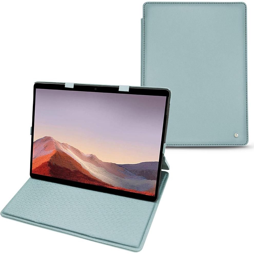 Thumbnail - Noreve Lederschutzhülle vertikal (Microsoft Surface Pro X), Tablet Hülle, Blau