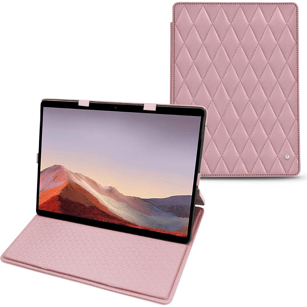 Noreve Lederschutzhülle vertikal (Microsoft Surface Pro X), Tablet Hülle, Rosa