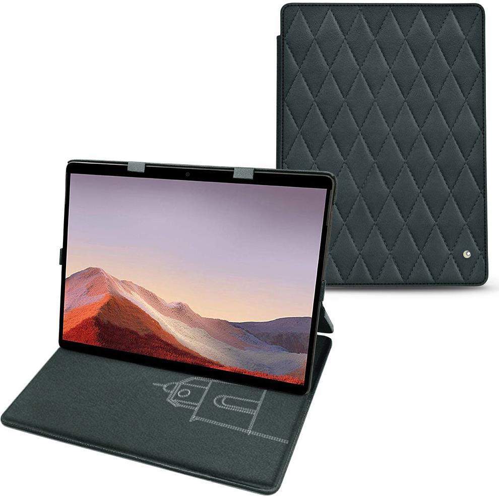 Noreve Lederschutzhülle vertikal (Microsoft Surface Pro X), Tablet Hülle, Blau