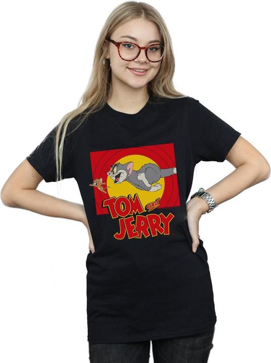 Actual product image Tom & Jerry Womens/Ladies Chase Scene Cotton Boyfriend T-Shirt (5XL)