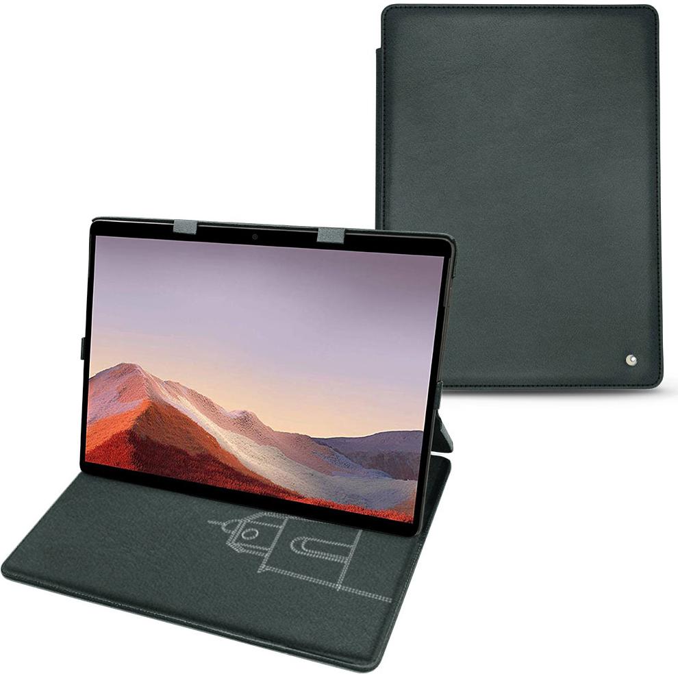Noreve Lederschutzhülle vertikal (Microsoft Surface Pro X), Tablet Hülle, Blau