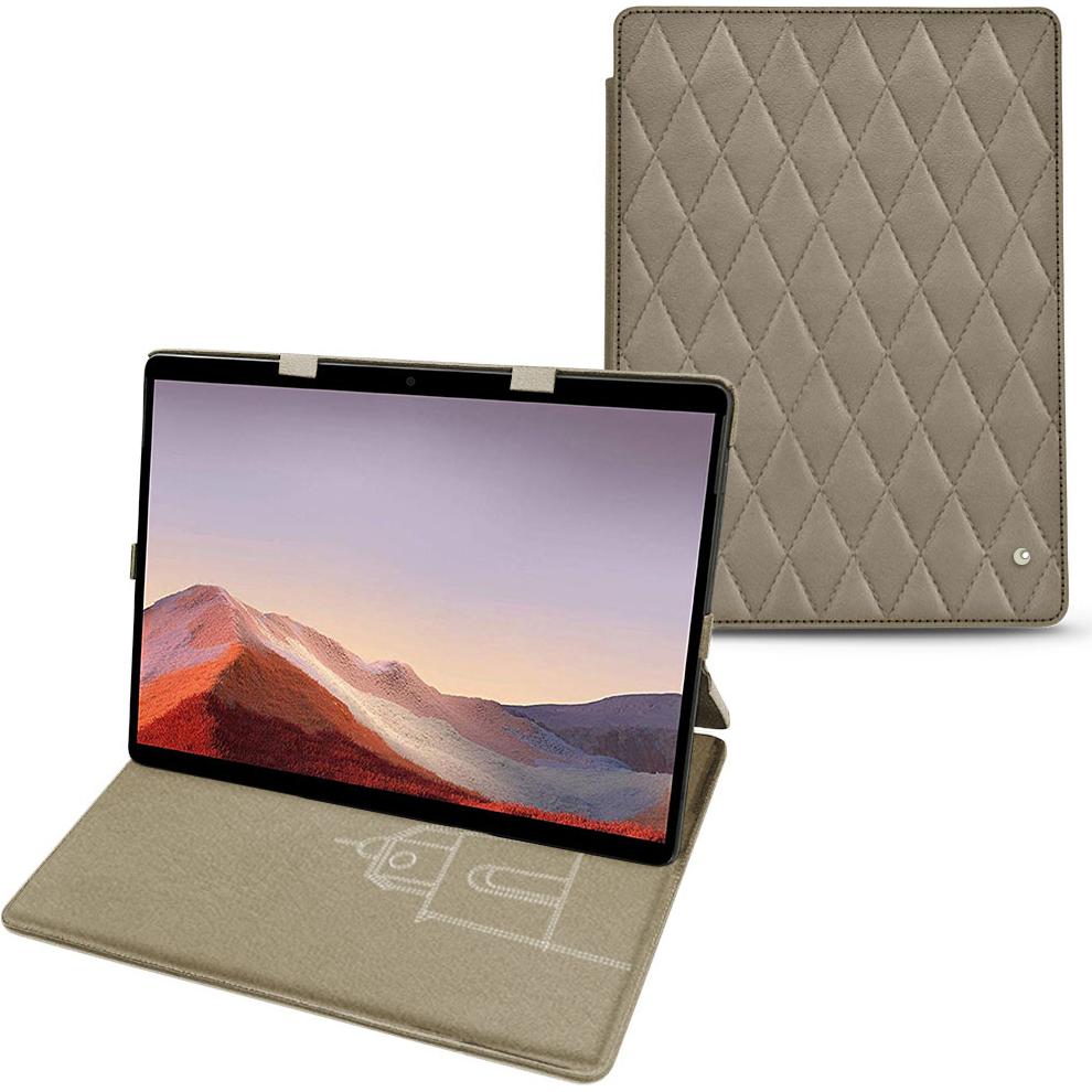 Noreve Lederschutzhülle vertikal (Microsoft Surface Pro X), Tablet Hülle, Beige