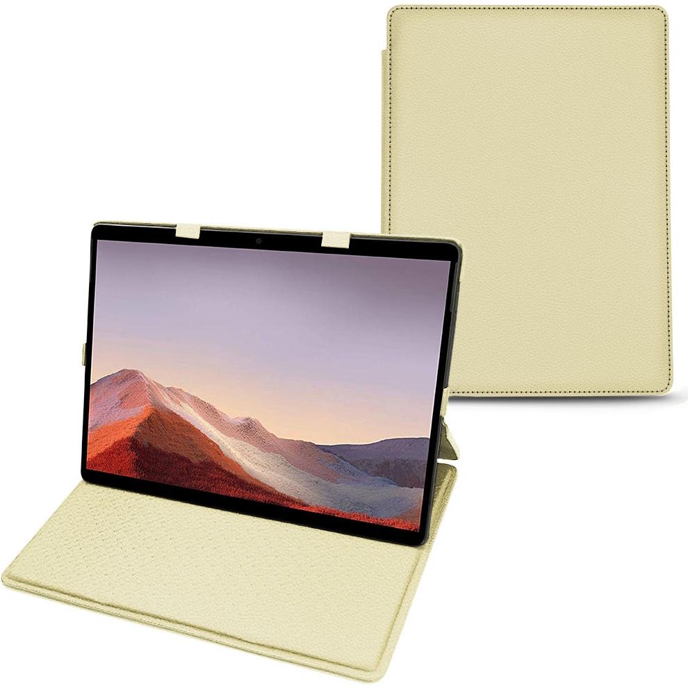 Noreve Lederschutzhülle vertikal (Microsoft Surface Pro X), Tablet Hülle, Beige