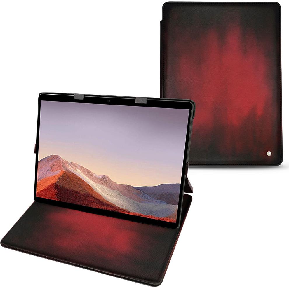 Noreve Lederschutzhülle vertikal (Microsoft Surface Pro X), Tablet Hülle, Rot