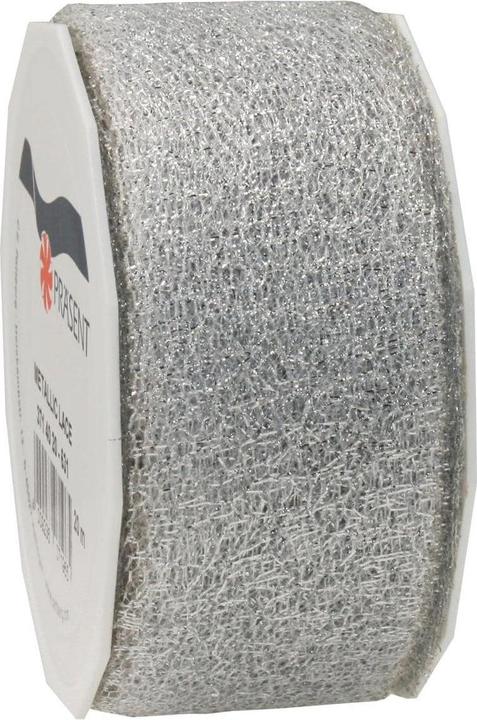 Produktbild Pattberg Geschenkband Metallic Lace 4 cm x 20 m, Silber (Geschenkband, 1 x)