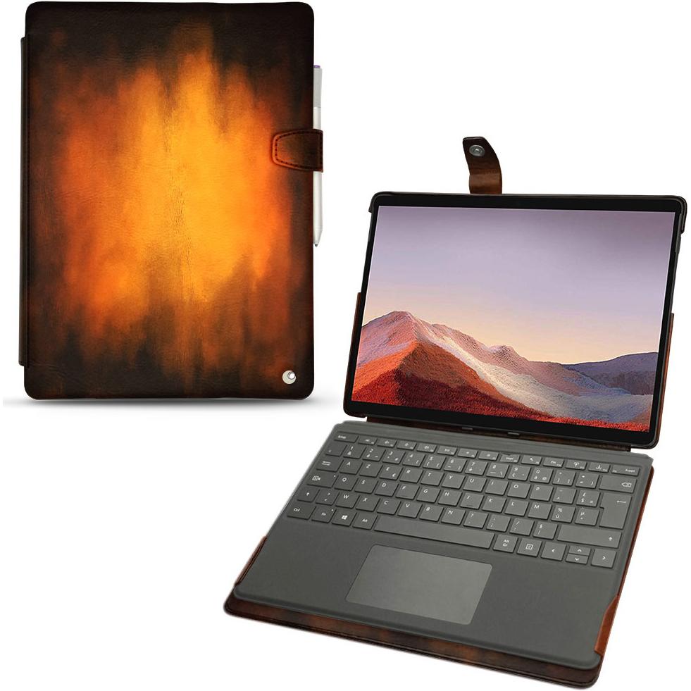 Noreve Lederschutzhülle (Microsoft Surface Pro X), Tablet Hülle, Violett