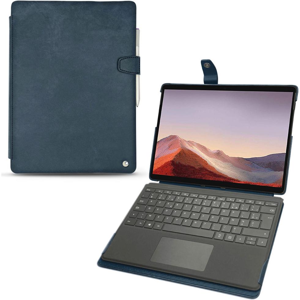 Thumbnail - Noreve Lederschutzhülle (Microsoft Surface Pro X), Tablet Hülle, Blau