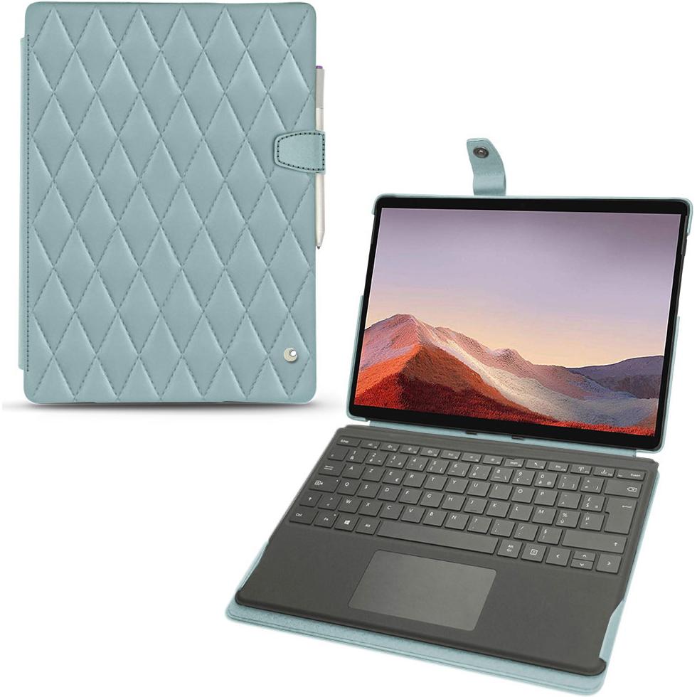 Noreve Lederschutzhülle (Microsoft Surface Pro X), Tablet Hülle, Blau