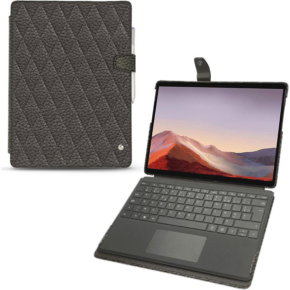 Noreve Lederschutzhülle (Microsoft Surface Pro X), Tablet Hülle, Grau