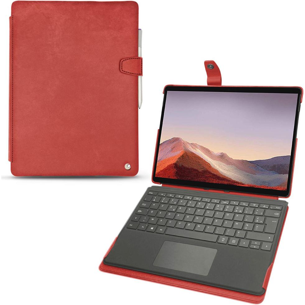 Noreve Lederschutzhülle (Microsoft Surface Pro X), Tablet Hülle, Rot