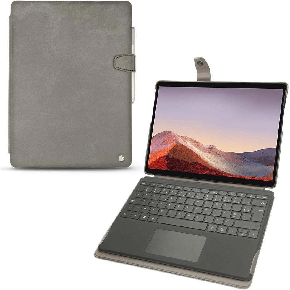 Noreve Lederschutzhülle (Microsoft Surface Pro X), Tablet Hülle, Grau