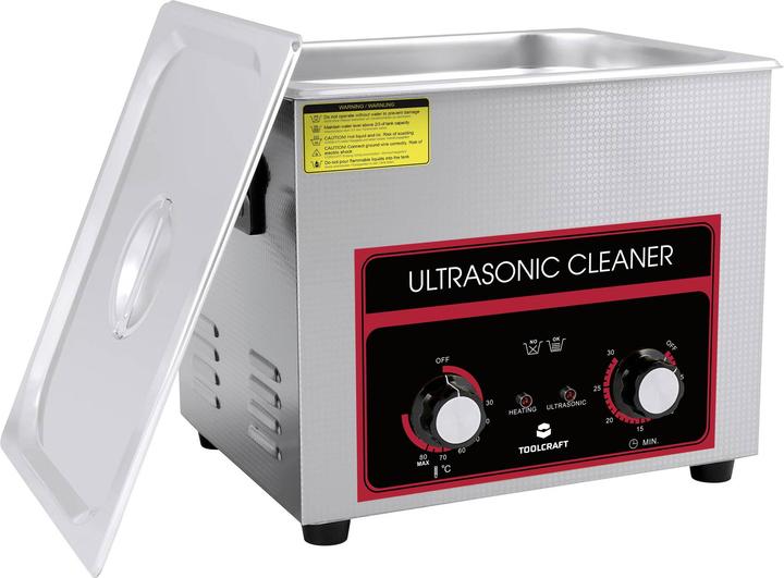 Actual product image Toolcraft Ultrasonic cleaner workshop, jewellery, office supplies 240W 10l with heating, with cleaning co (40 kHz, 10000 ml)