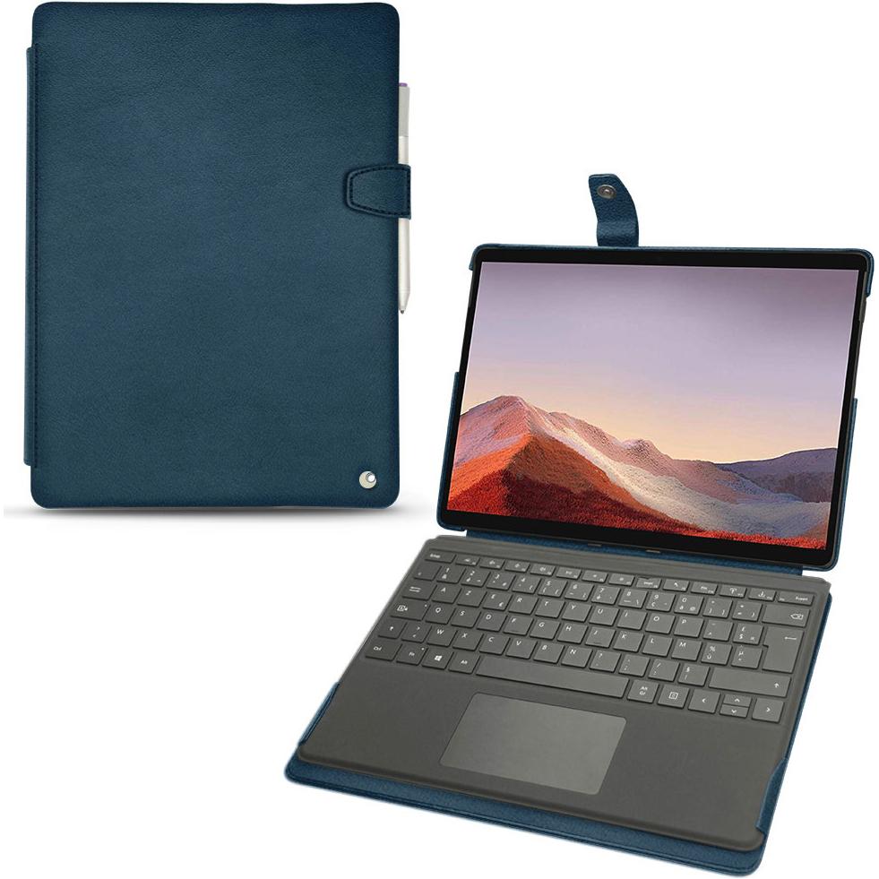 Noreve Lederschutzhülle (Microsoft Surface Pro X), Tablet Hülle, Blau