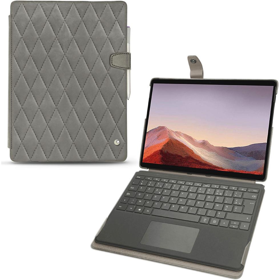 Thumbnail - Noreve Lederschutzhülle (Microsoft Surface Pro X), Tablet Hülle, Grau