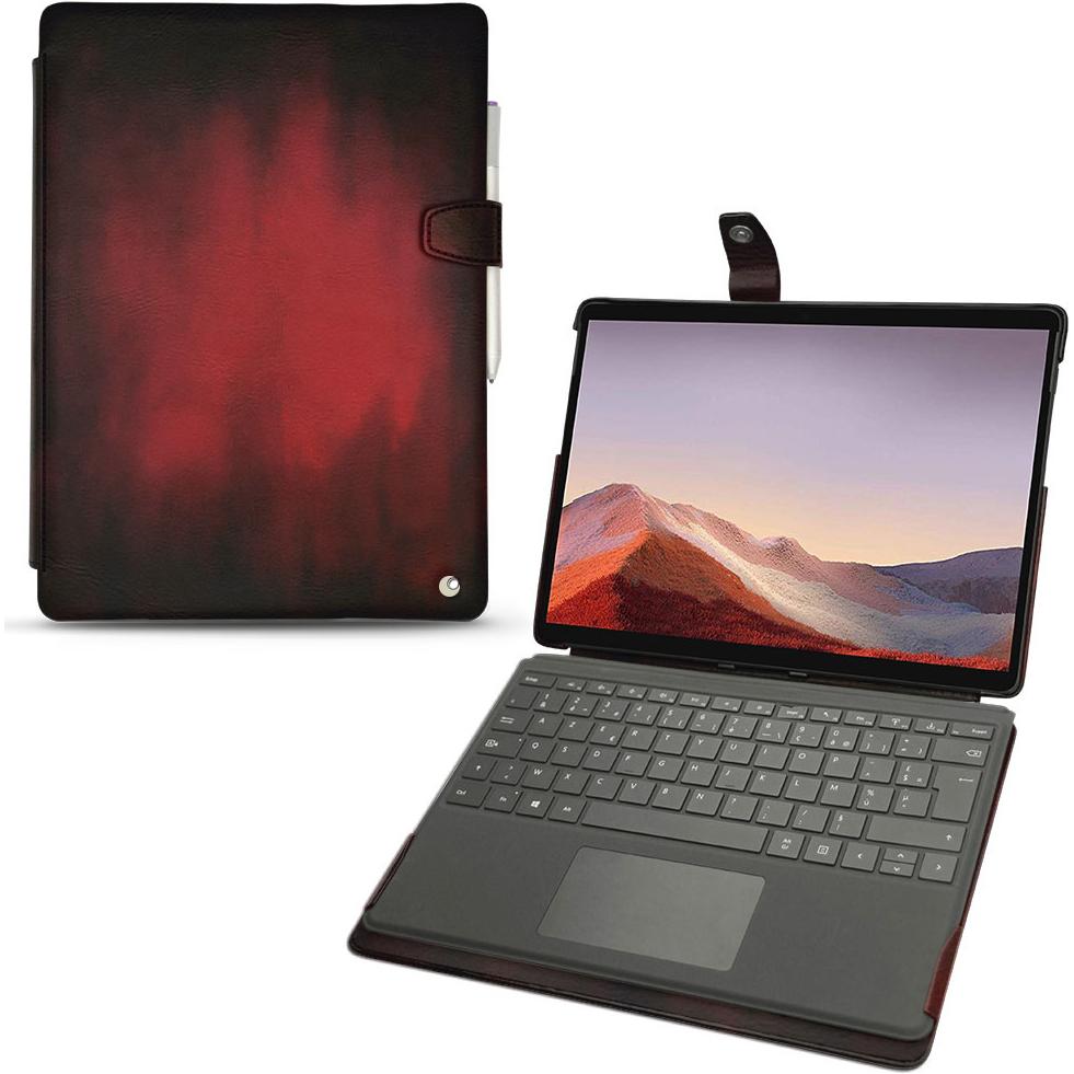 Noreve Lederschutzhülle (Microsoft Surface Pro X), Tablet Hülle, Rot