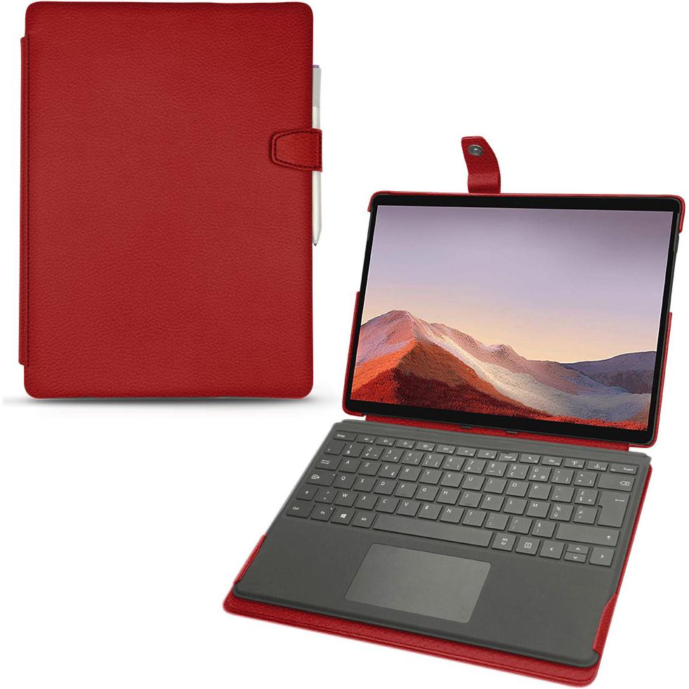 Noreve Lederschutzhülle (Microsoft Surface Pro X), Tablet Hülle, Rot
