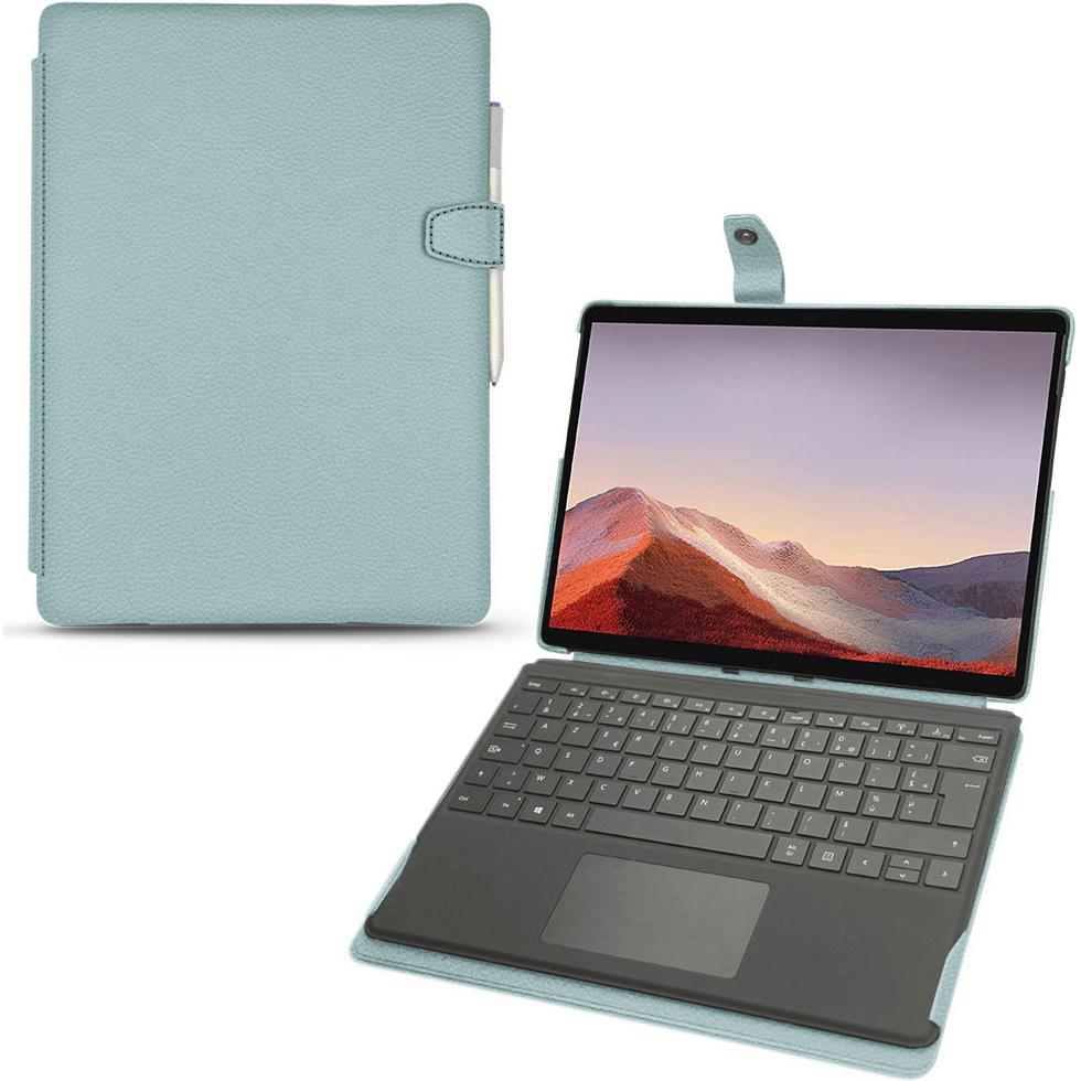 Noreve Lederschutzhülle (Microsoft Surface Pro X), Tablet Hülle, Blau