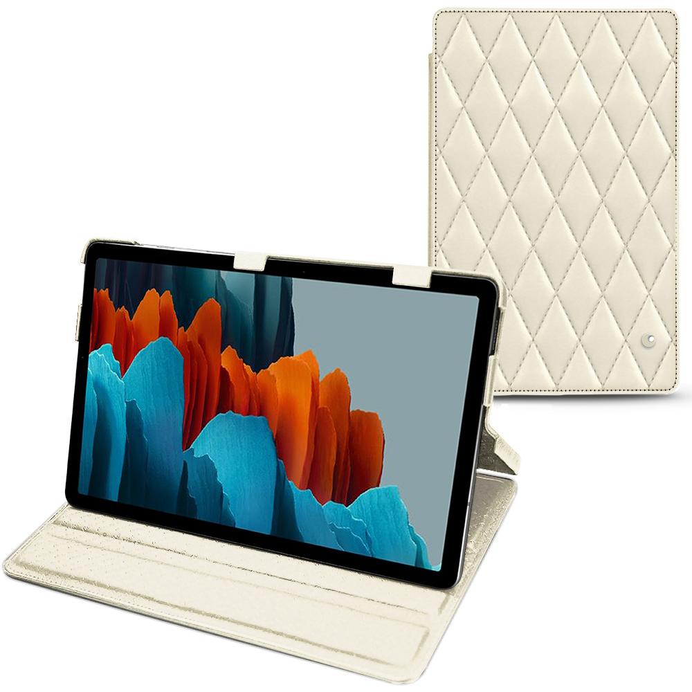 Noreve Lederschutzhülle horizontal (Galaxy Tab S7+), Tablet Hülle, Weiss