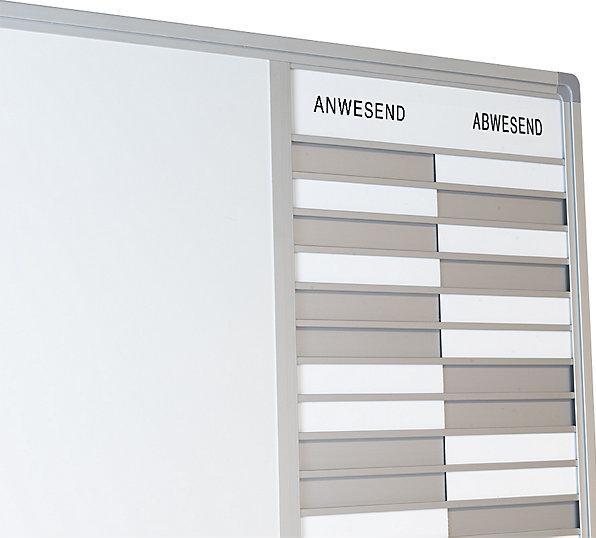 Actual product image smiT Attendance board with whiteboard, magnetic foils, marker, wiper, 769x854x15mm