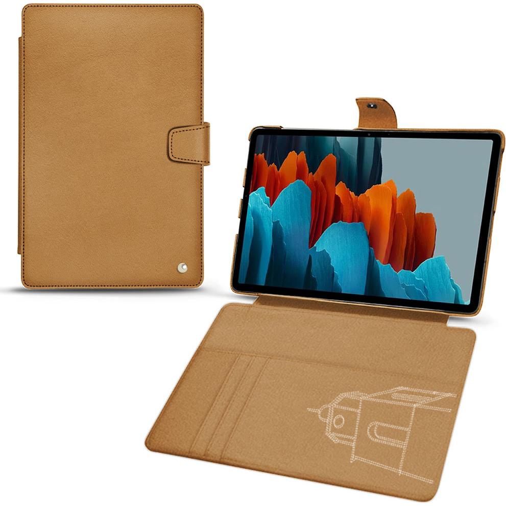 Noreve Lederschutzhülle Wallet (Galaxy Tab S7+), Tablet Hülle, Braun