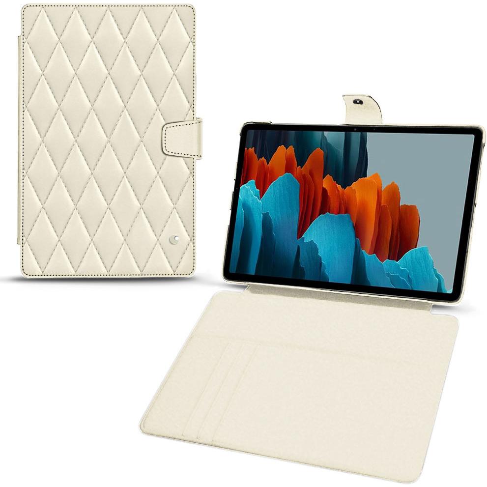 Noreve Lederschutzhülle Wallet (Galaxy Tab S7+), Tablet Hülle, Weiss