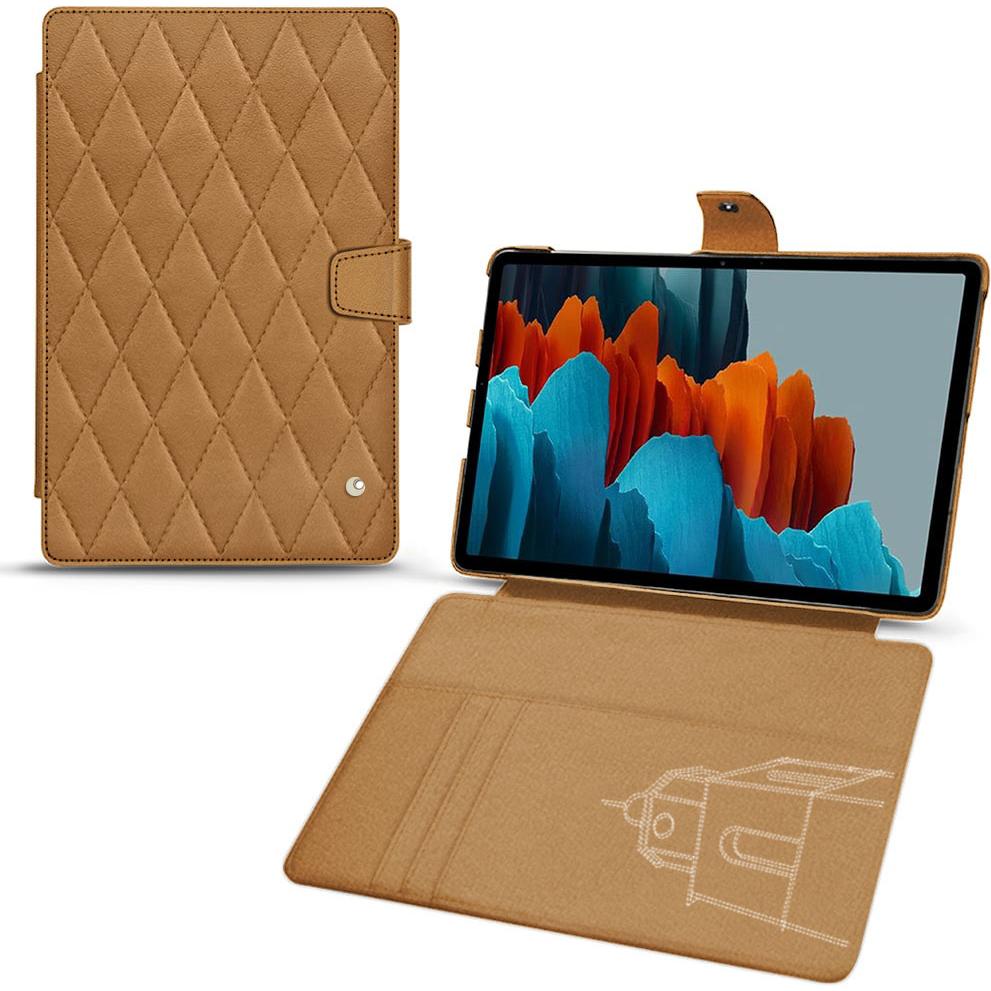 Noreve Lederschutzhülle Wallet (Galaxy Tab S7+), Tablet Hülle, Braun