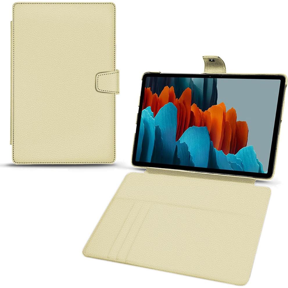 Noreve Lederschutzhülle Wallet (Galaxy Tab S7+), Tablet Hülle, Beige